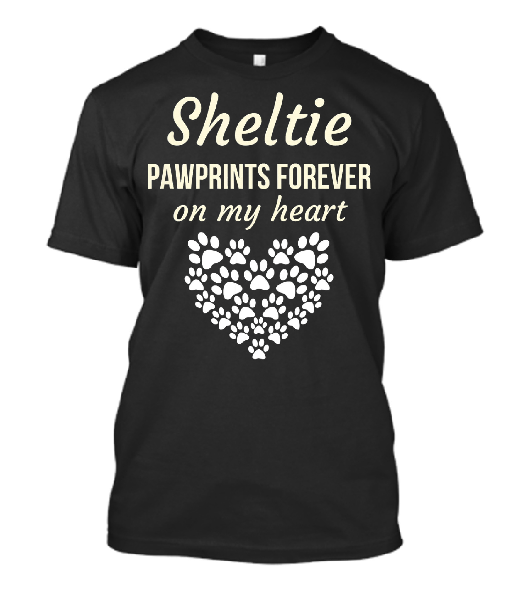 Sheltie Pawprints Forever On My Heart Sheltie Mom T-Shirt