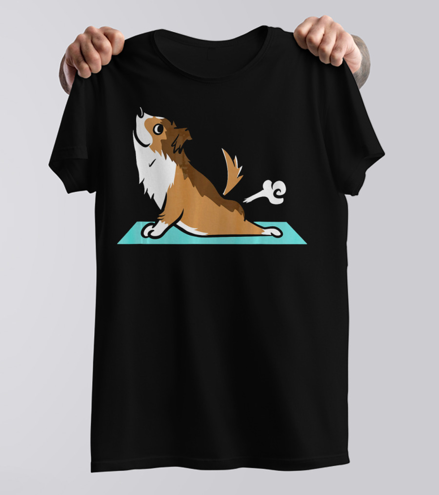 Shetland Sheepdog Yoga Fart Pose On Mat T-Shirt