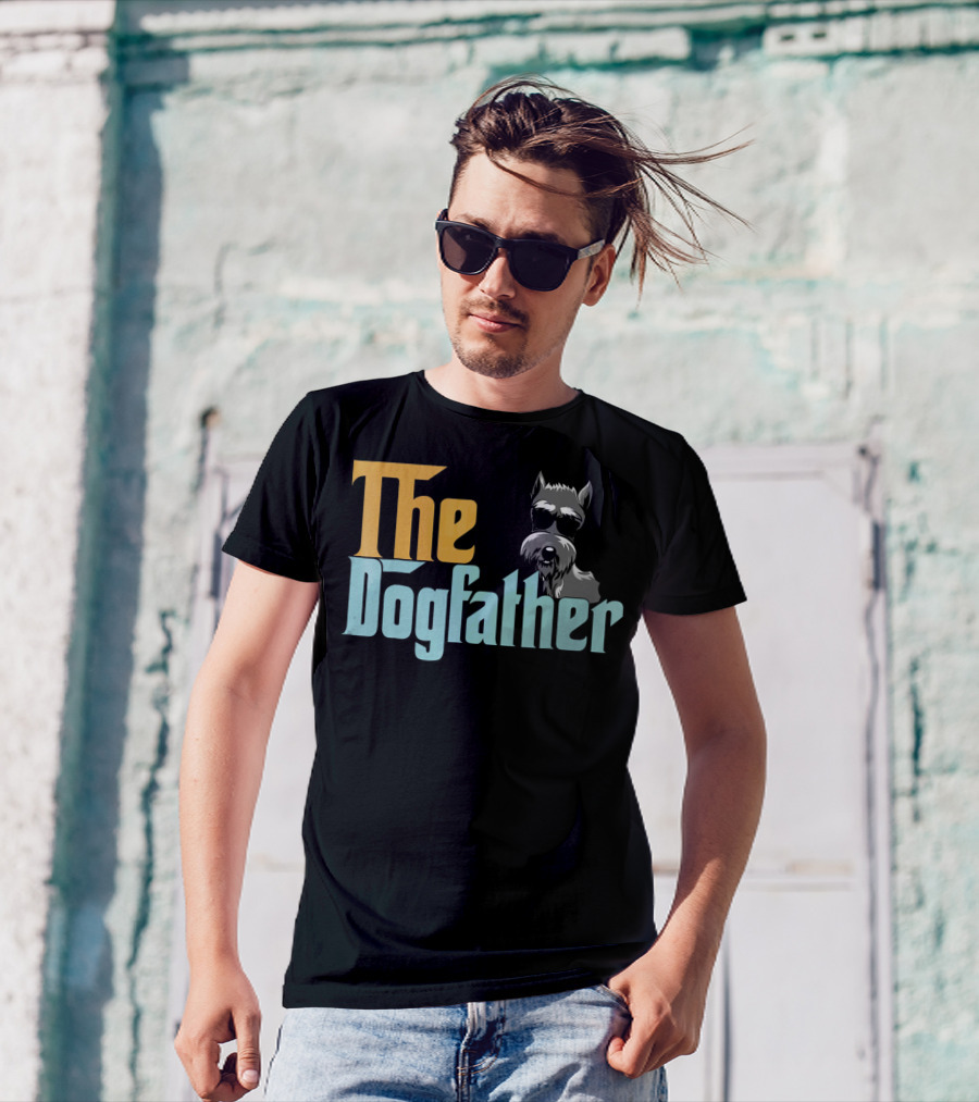 The Dogfather Schnauzer Dog Sunglasses Boss T-Shirt