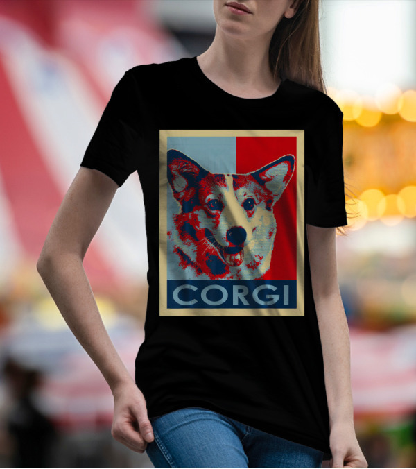 Vintage Corgi Hope Poster Style Pop T-Shirt