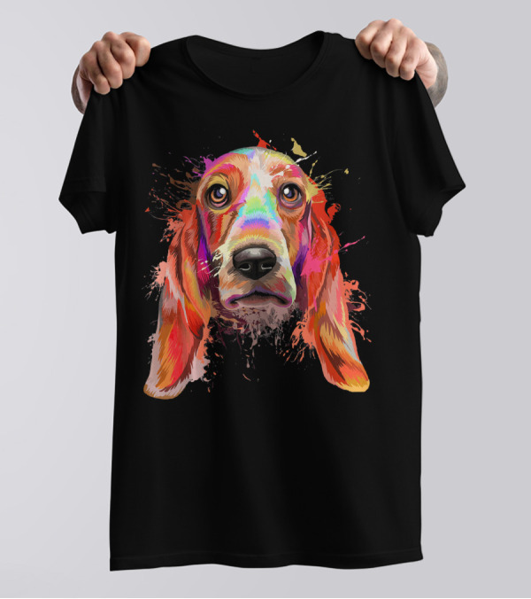 Splash Art Colorful Basset Hound T-Shirt