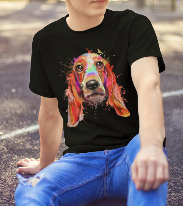 Splash Art Colorful Basset Hound T-Shirt