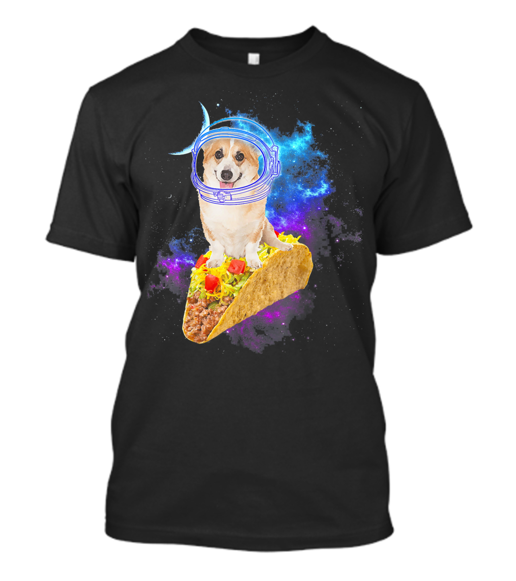 Space Corgi Astronaut Riding A Taco In Cosmic Galaxy Adventure T-Shirt
