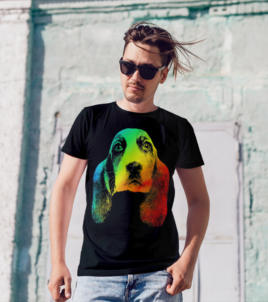 Basset Hound Vibrant Rainbow T-Shirt