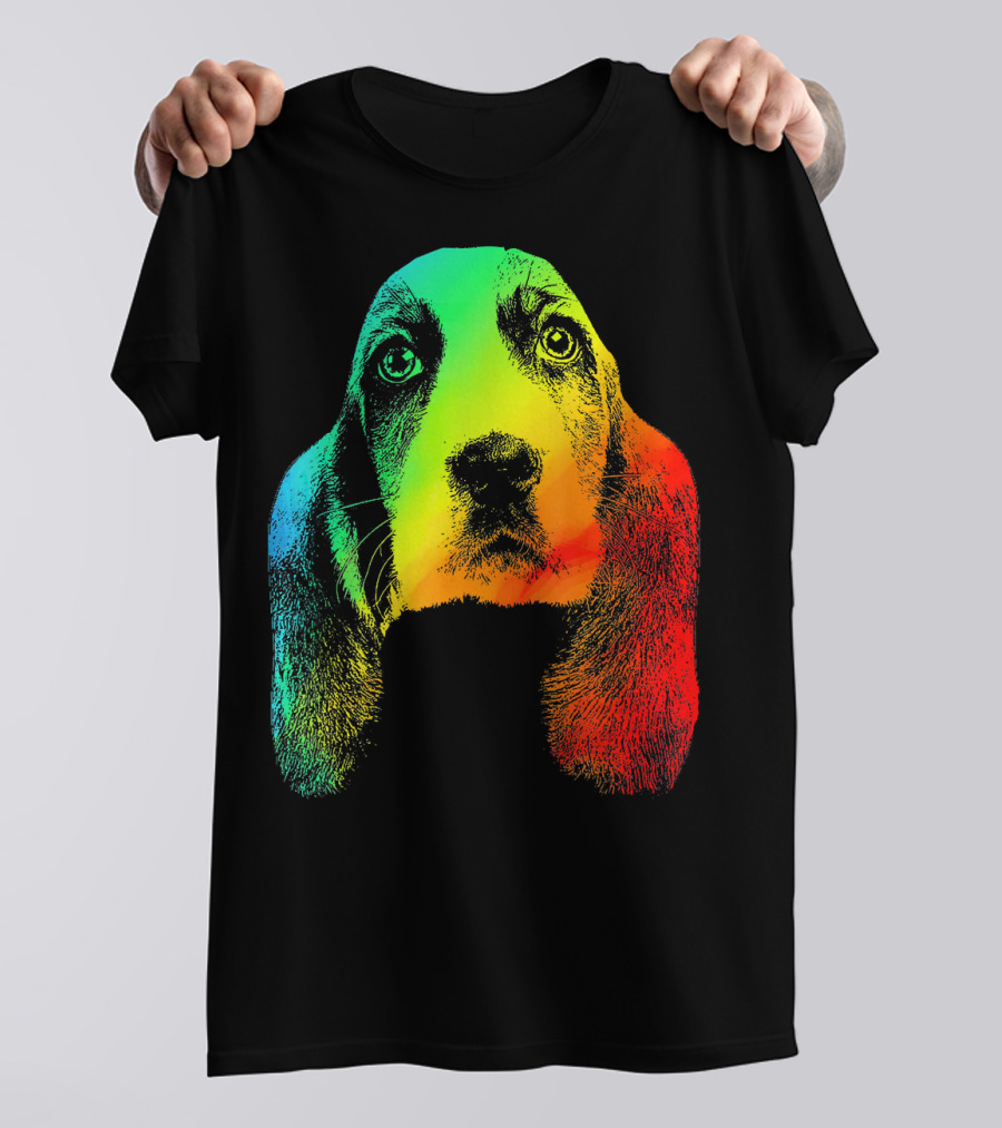 Basset Hound Vibrant Rainbow T-Shirt