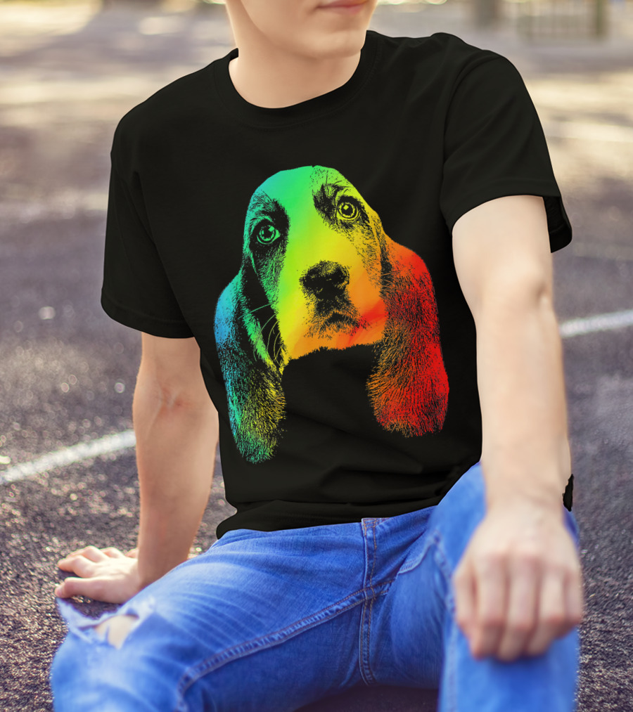 Basset Hound Vibrant Rainbow T-Shirt