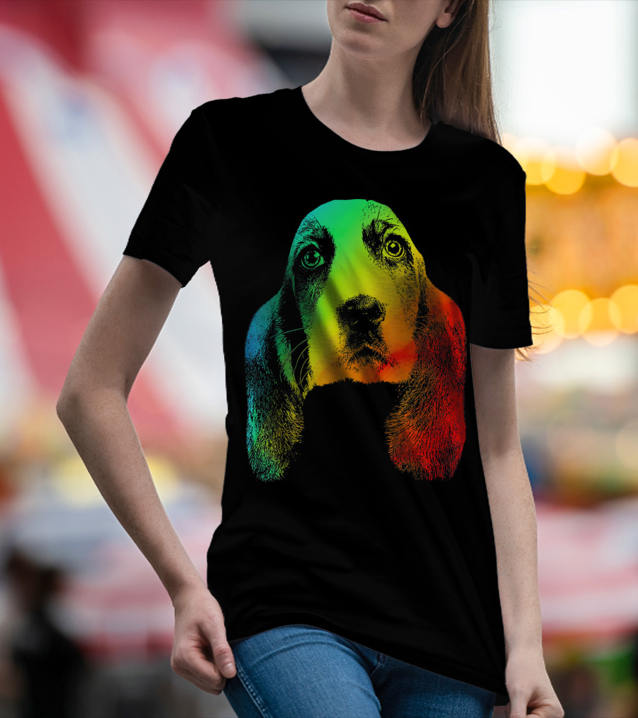 Basset Hound Vibrant Rainbow T-Shirt