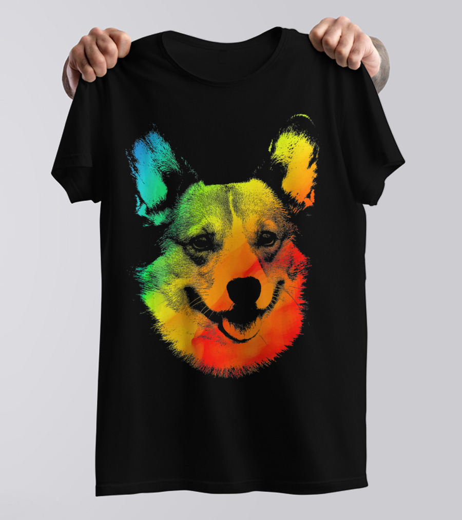 CORGI Colorful Rainbow Dog Face Multicolor T-Shirt