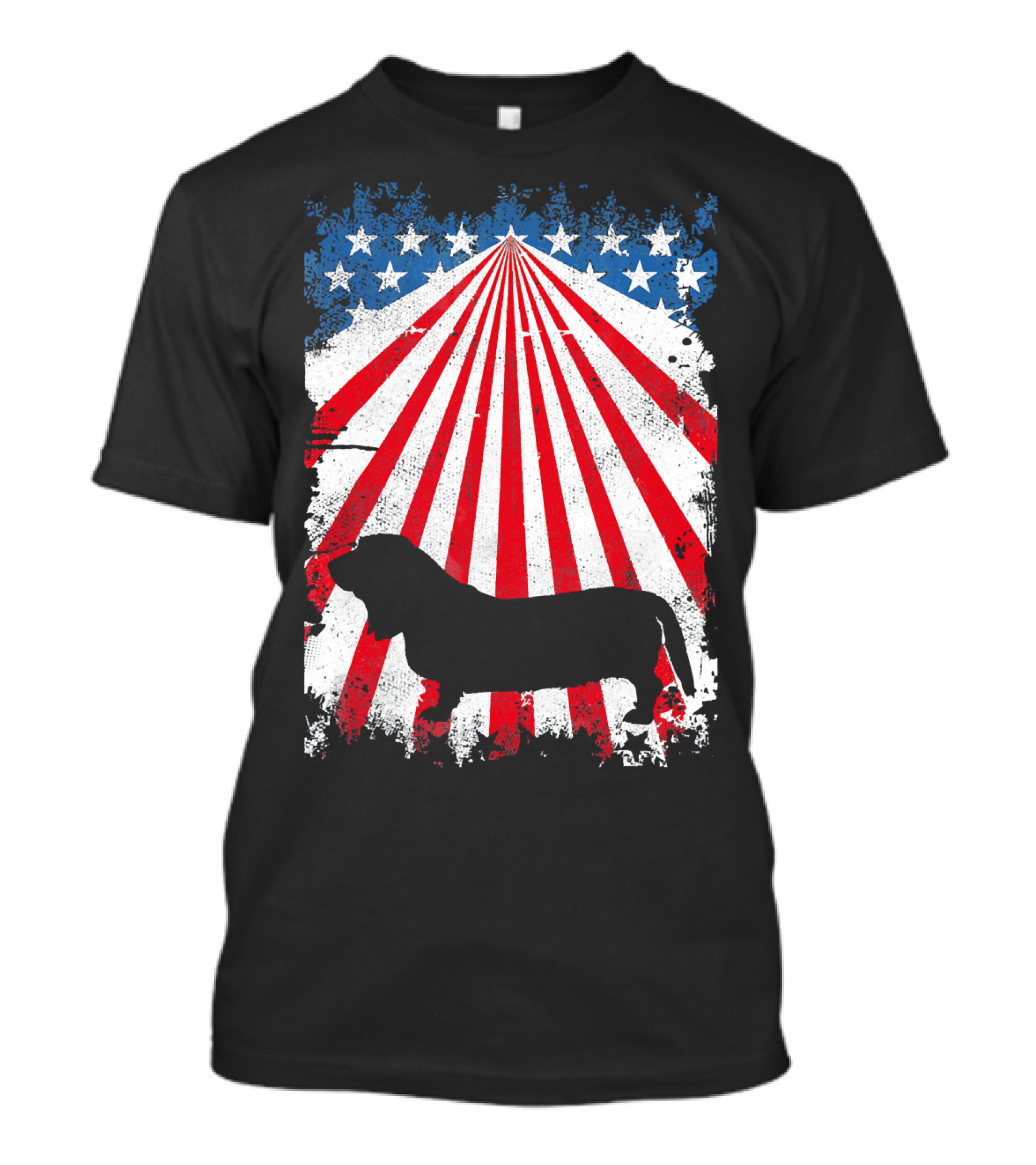 Basset Hound Silhouette With American Flag T-Shirt