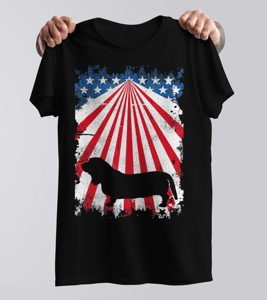 Basset Hound Silhouette With American Flag T-Shirt