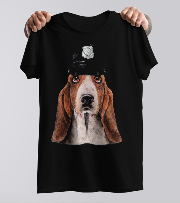 Basset Hound Dog With Police Hat And Badge T-Shirt