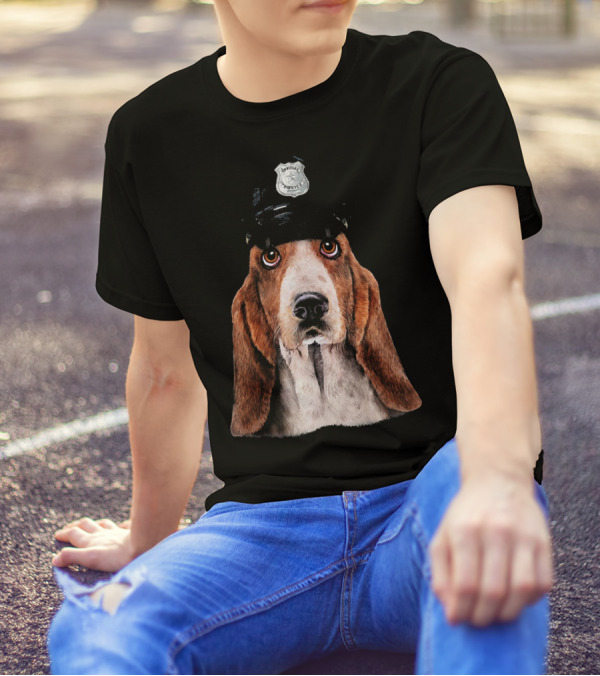 Basset Hound Dog With Police Hat And Badge T-Shirt