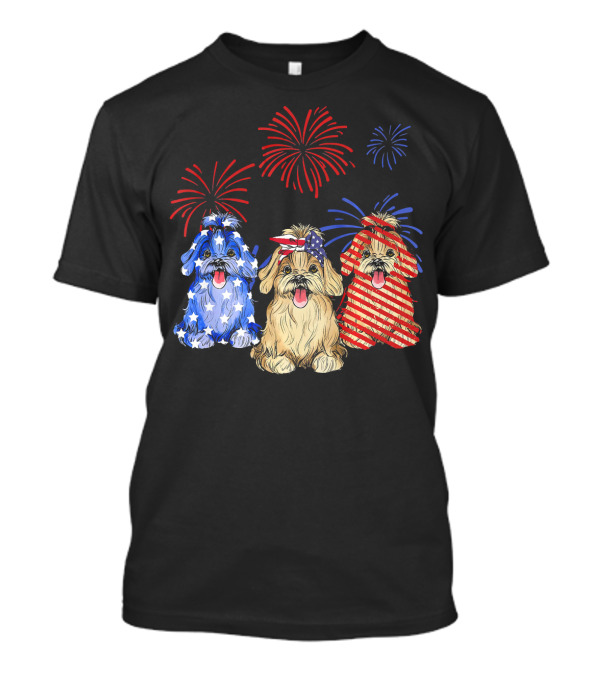 Patriotic Red White Blue Havanese USA Flag Fireworks T-Shirt