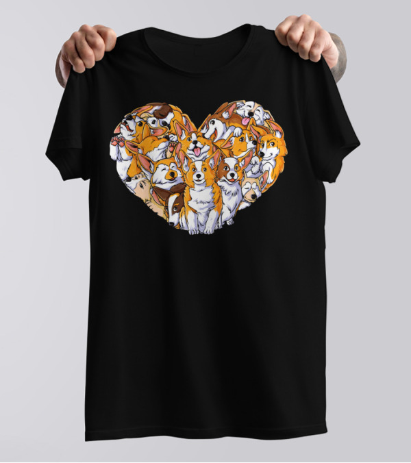 Valentines Day Corgi Heart Cluster T-Shirt