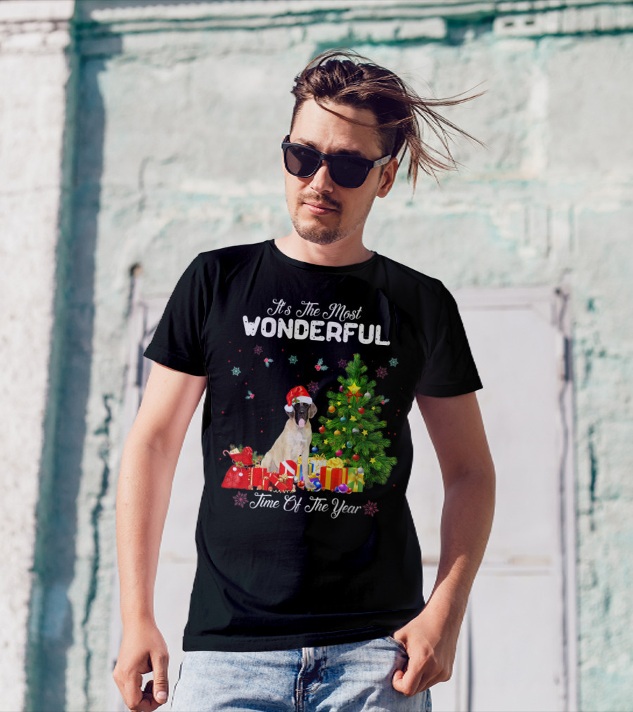 It's The Most Wonderful Time Of The Year Bullmastiff Christmas Tree Presents Snowflakes T-Shirt