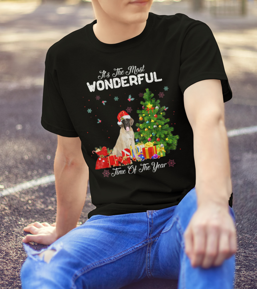 It's The Most Wonderful Time Of The Year Bullmastiff Christmas Tree Presents Snowflakes T-Shirt