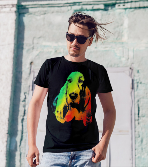 BASSET HOUND MIX Colorful Rainbow Vibrant Dog T-Shirt
