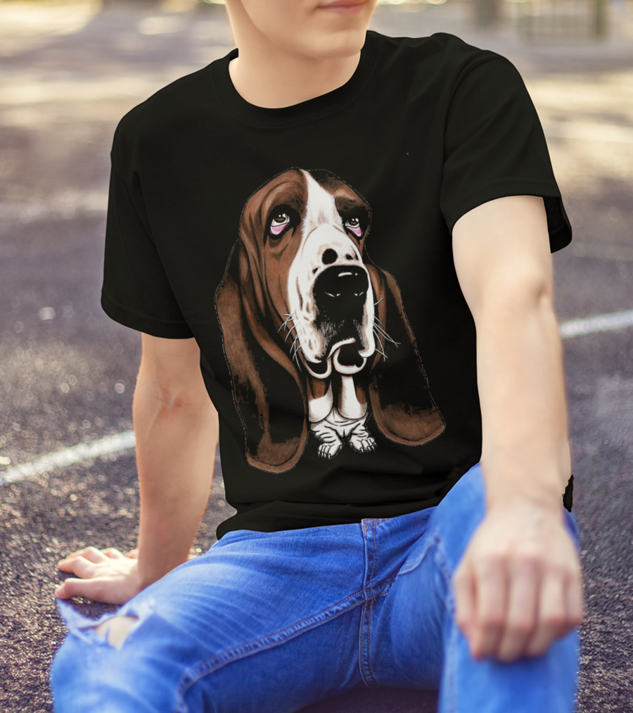 Basset Hound Cute And Funny Cartoon Style Dog T-Shirt