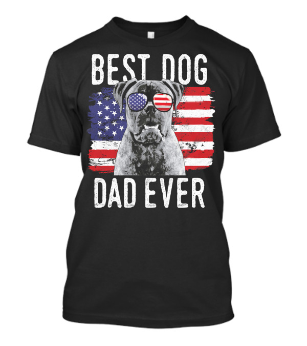 Best Dog Dad Ever American Flag Bullmastiff Sunglasses T-Shirt