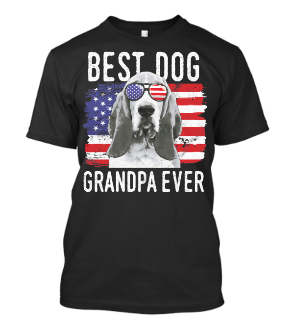 Best Dog Grandpa Ever American Flag Dog With Glasses T-Shirt