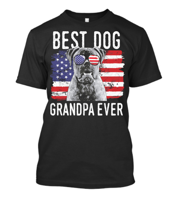 Best Dog Grandpa Ever American Flag Bull T-Shirt