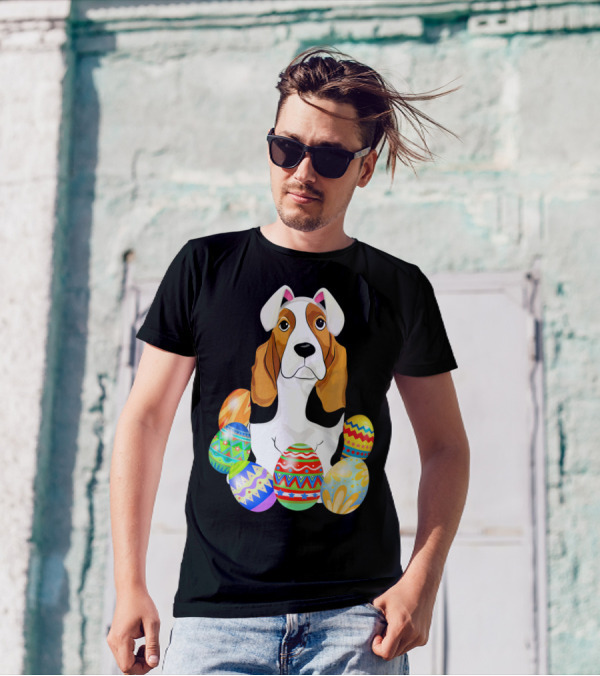Basset Hound With Easter Eggs And Bunny Ears T-Shirt