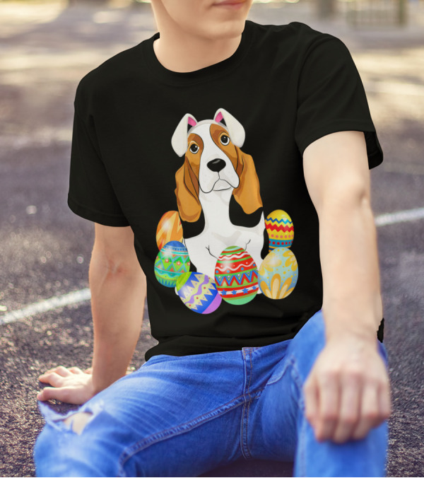 Basset Hound With Easter Eggs And Bunny Ears T-Shirt