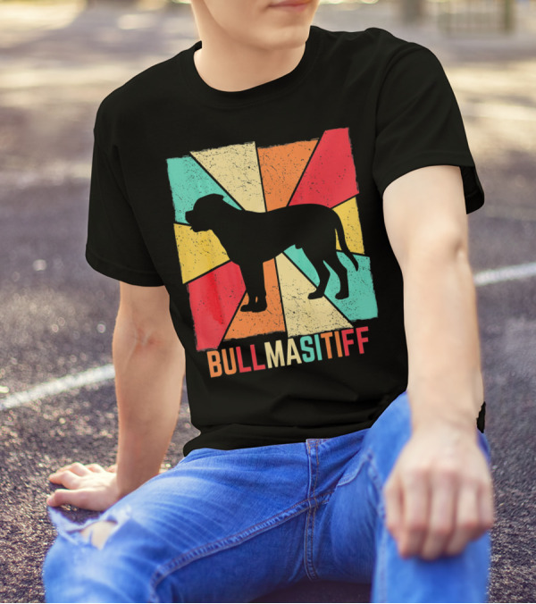 Vintage Retro Love Best Bullmastiff Dog T-Shirt