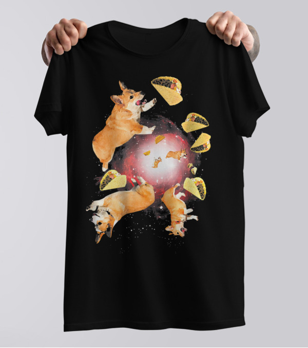 Walnut And 39th Corgi Tacos Space Adventure T-Shirt