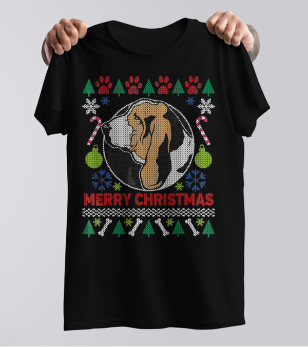 Merry Christmas Basset Hound Dog Tacky T-Shirt