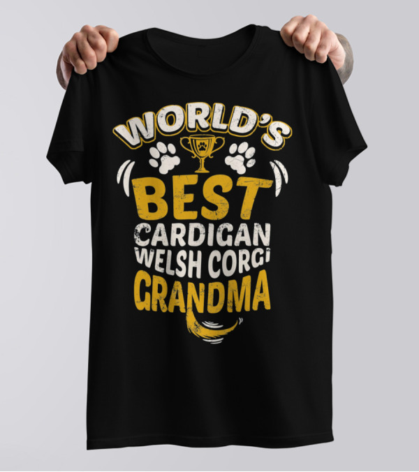 World's Best Cardigan Welsh Corgi Grandma Trophy Paw Prints T-Shirt