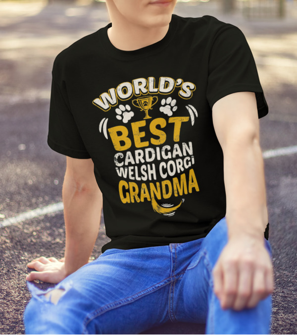 World's Best Cardigan Welsh Corgi Grandma Trophy Paw Prints T-Shirt