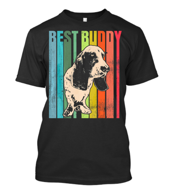 Best Buddy Vintage Basset Hound Retro Stripes T-Shirt