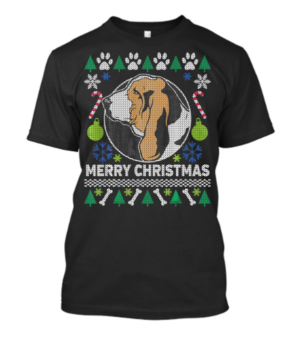 Basset Hound Merry Christmas Holiday T-Shirt
