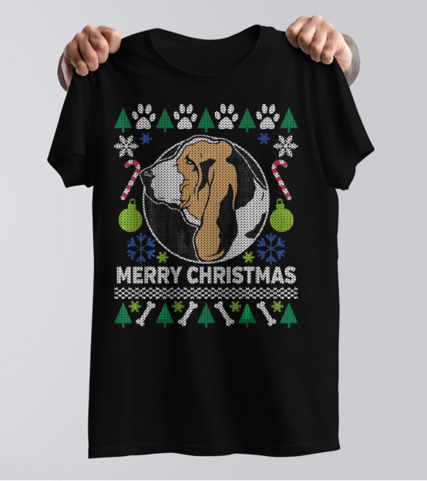 Basset Hound Merry Christmas Holiday T-Shirt