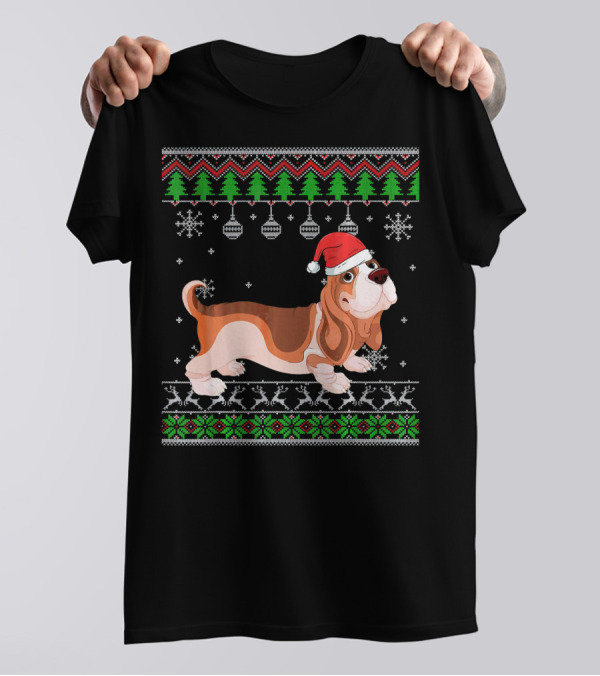 Basset Hound Christmas Santa Ugly T-Shirt