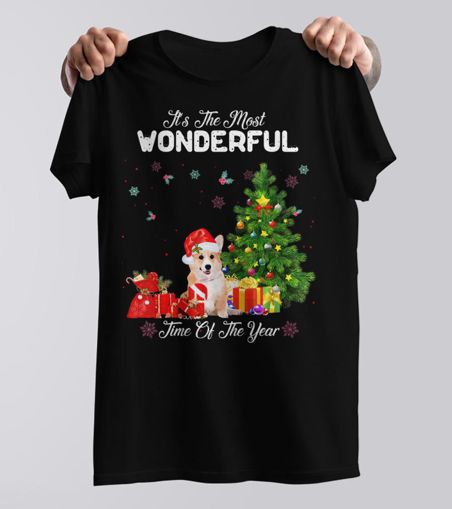 It's The Most Wonderful Time Of The Year Corgi Christmas Tree Snowflakes T-Shirt