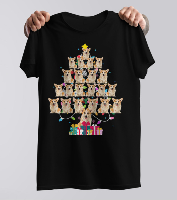Pembroke Welsh Corgi Holiday Christmas Tree With Presents T-Shirt