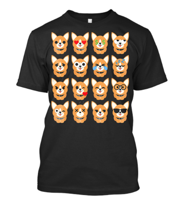 Pembroke Welsh Corgi Emoji Faces Collection T-Shirt