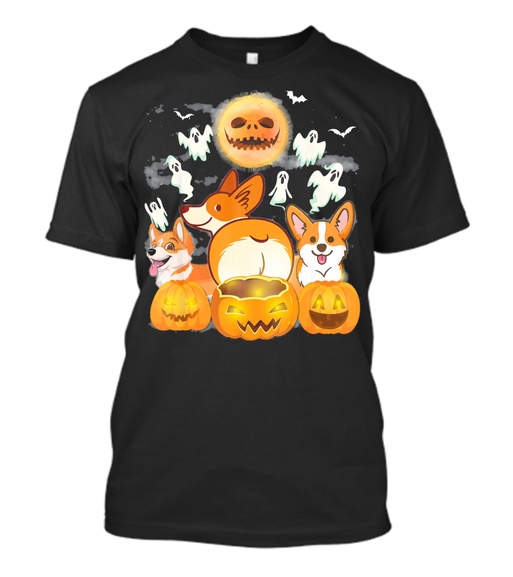 Welsh Corgi Cardigans Halloween Team Ghosts And Pumpkins T-Shirt