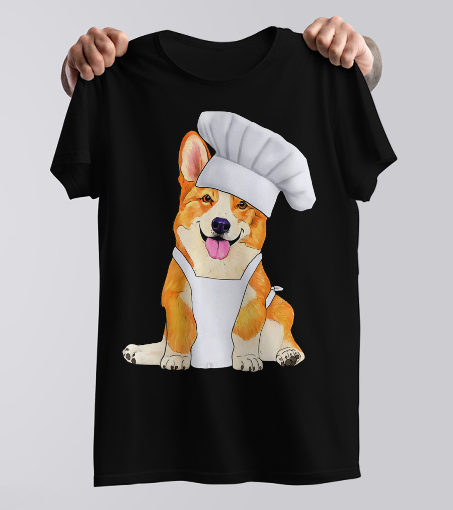 Corgi Chef Cute Dog In A Chef Hat And Apron T-Shirt
