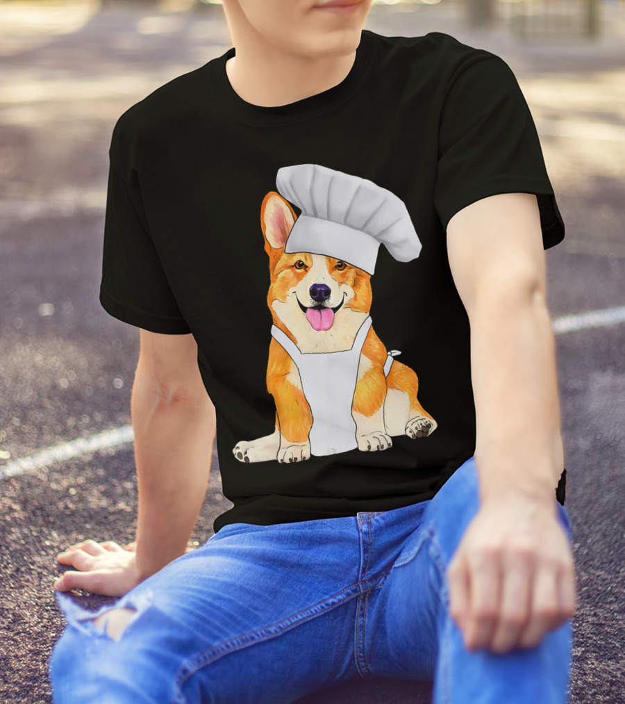 Corgi Chef Cute Dog In A Chef Hat And Apron T-Shirt