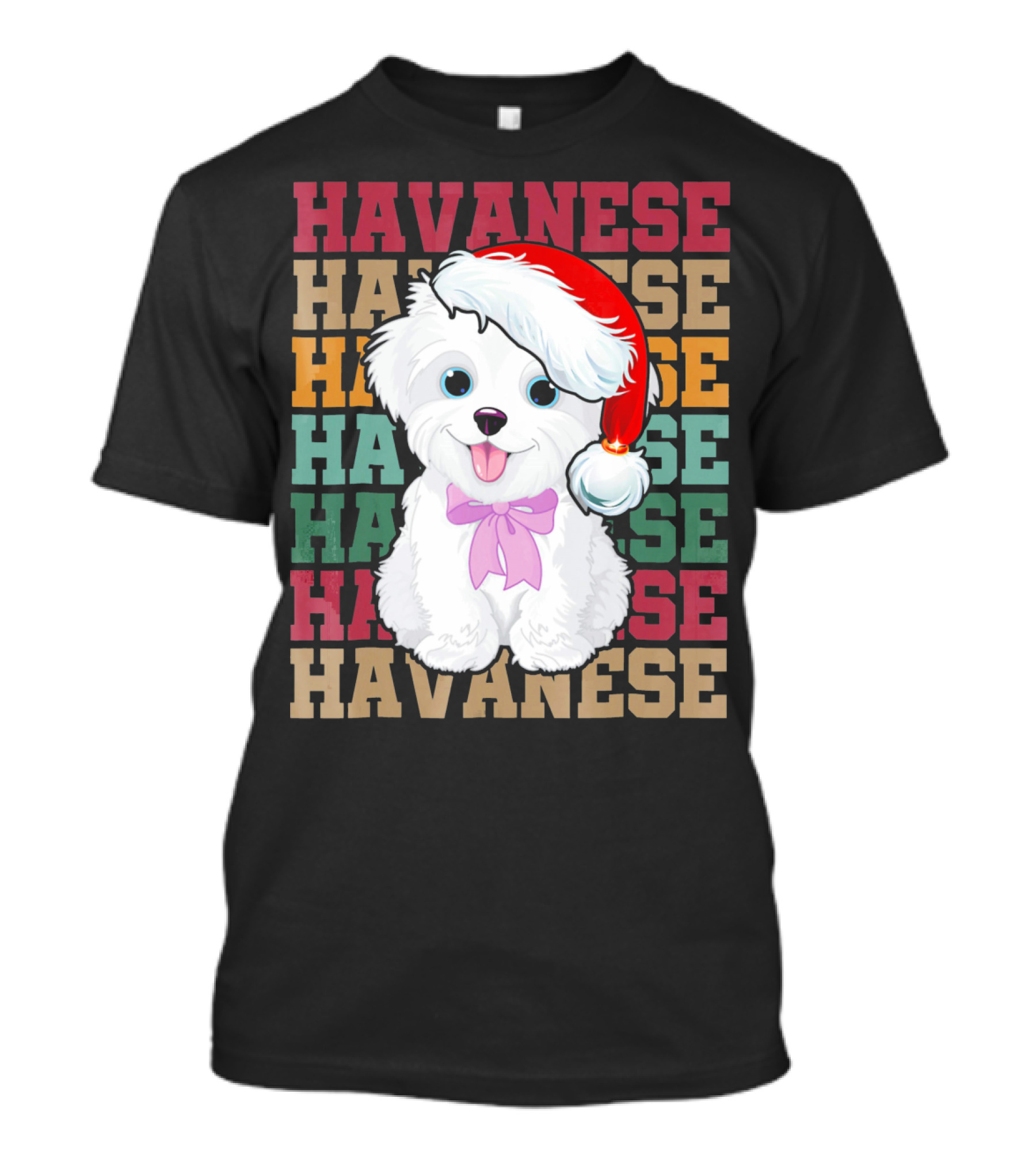 Havanese Dog In Santa Hat T-Shirt