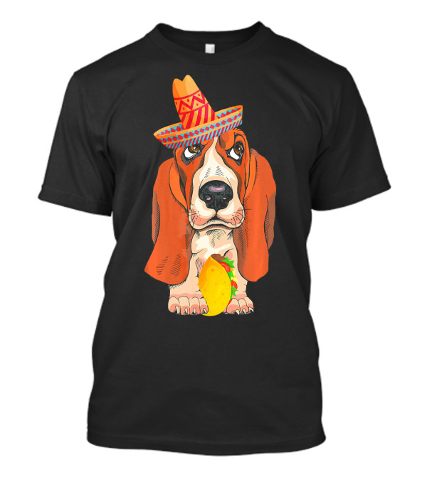Sombrero Basset Hound Taco Mexican T-Shirt