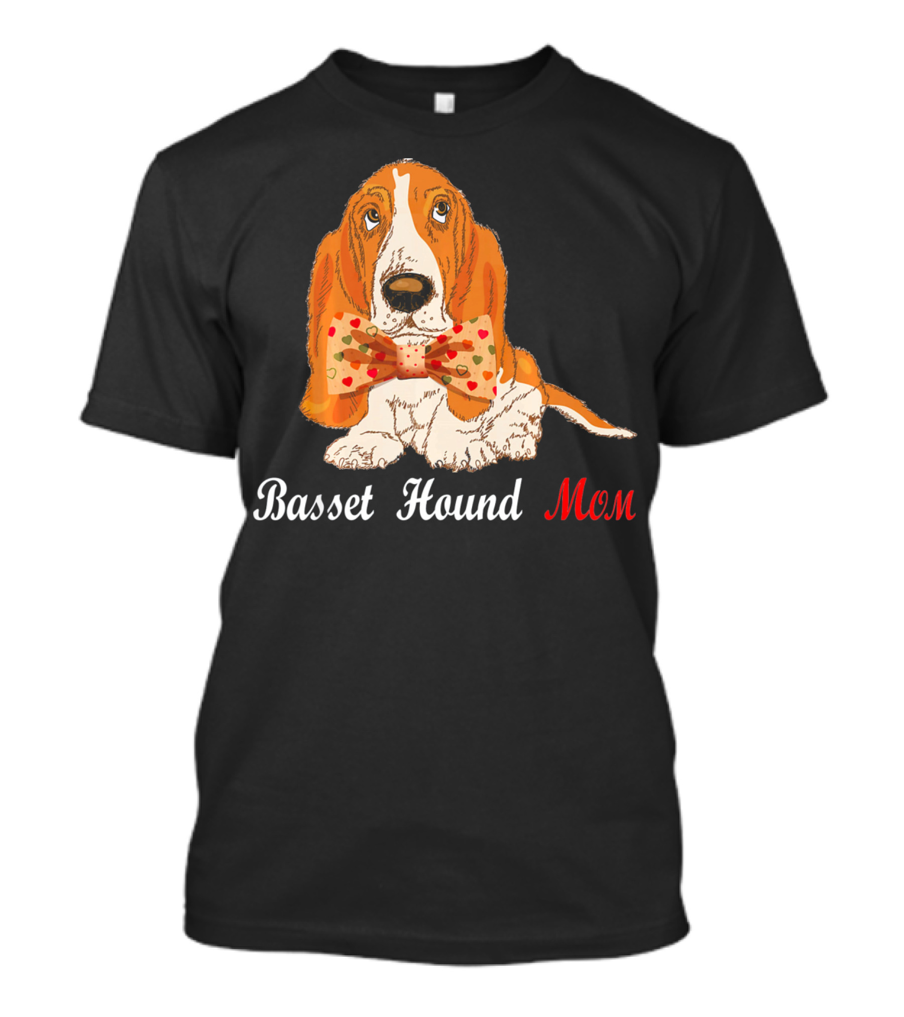 Basset Hound Mom With Polka Dot Bowtie T-Shirt