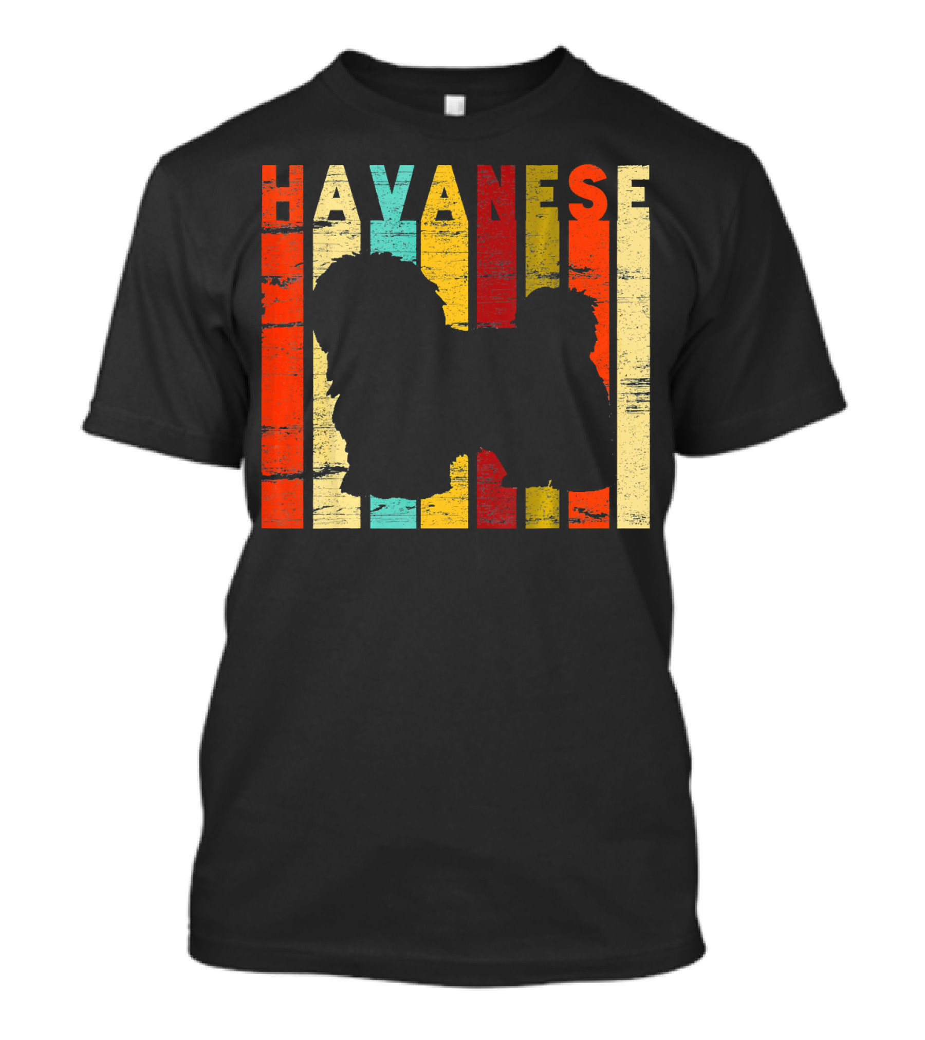 Retro Havanese Silhouette Vintage Stripes T-Shirt