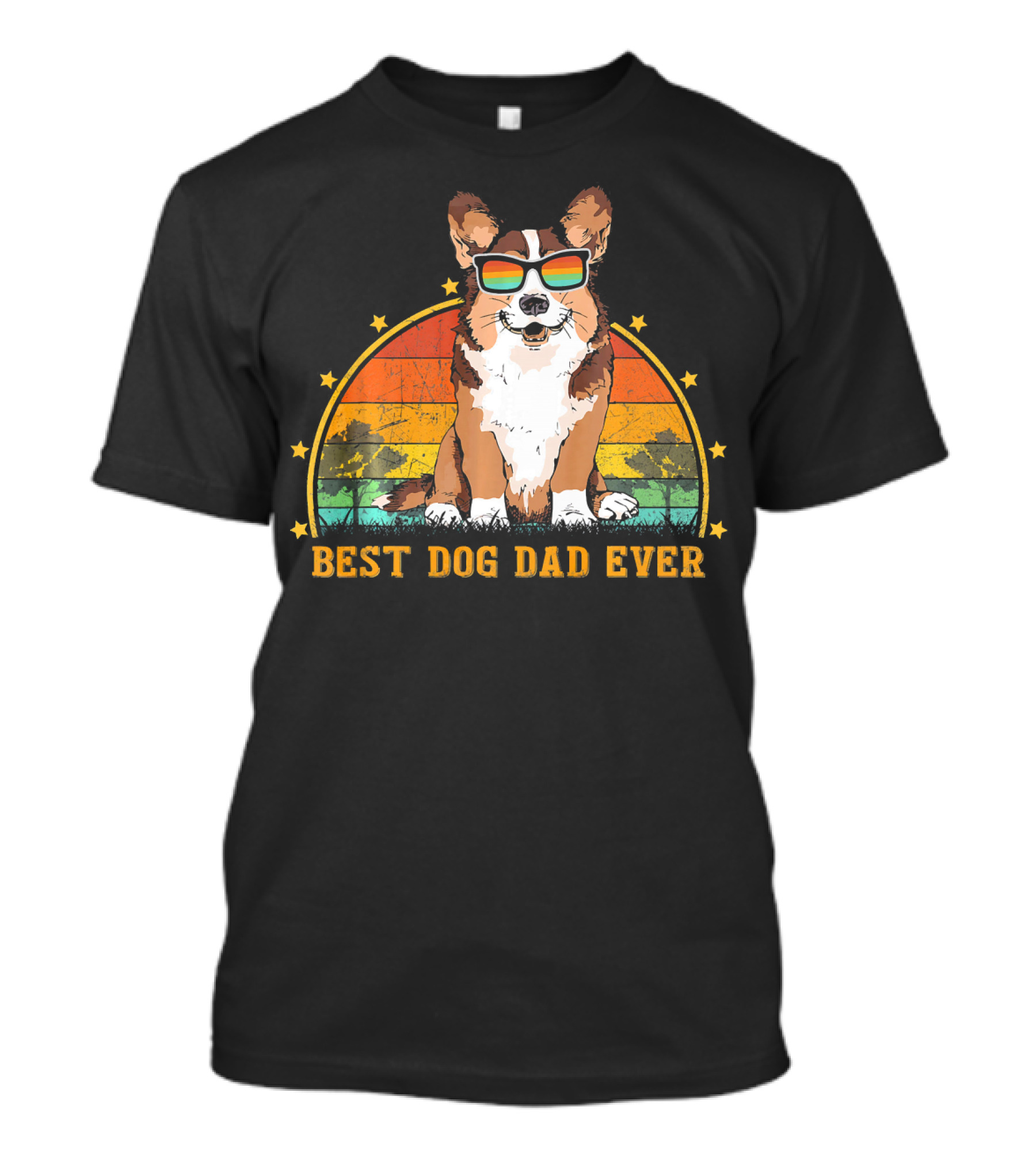 Best Corgi Dog Dad Ever Retro Sunglasses T-Shirt