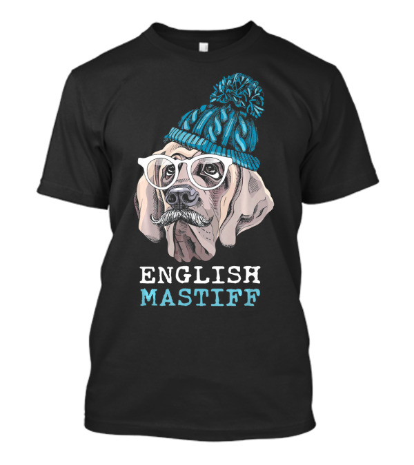 English Mastiff In Glasses And Beanie T-Shirt