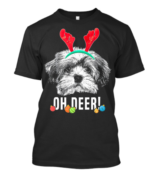 Oh Deer Funny Havanese Christmas Antlers T-Shirt