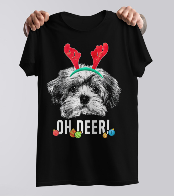 Oh Deer Funny Havanese Christmas Antlers T-Shirt